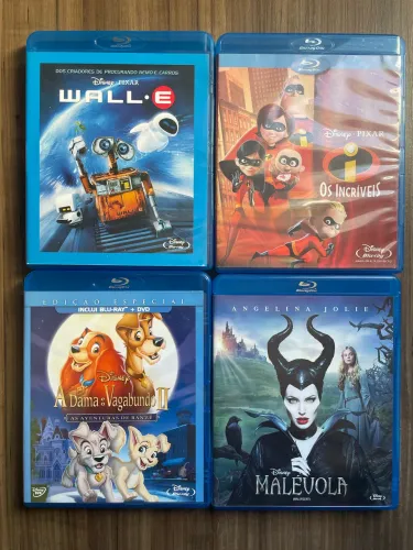Combo Blue Ray Disney: malevola, os incríveis, dama e o vagabundo