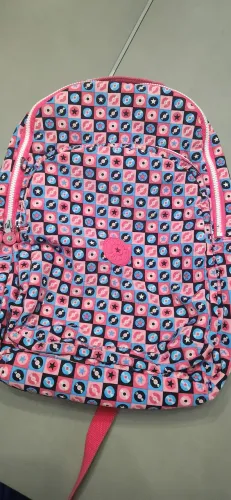 Mochila e estojo kipling rosa feminino serie discos