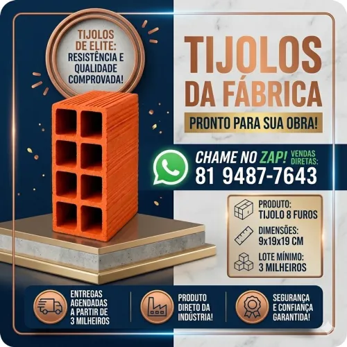 TIJOLO TIJOLOS DE FÁBRICA - RECIFE E REGIAO METROPOLITANA - PAGUE NA ENTREGA