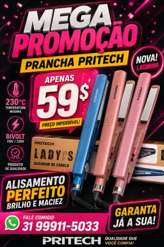 Prancha. Chapinha nova na caixa ,230 graus marca Pritech
