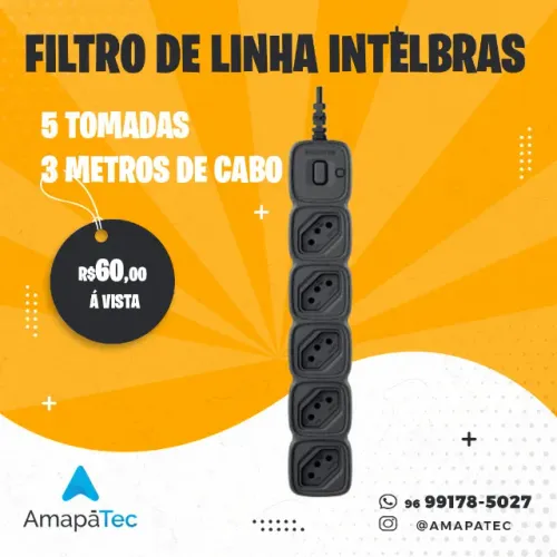 Filtro de linha Intelbras com 5 Tomadas 3 metros de cabo