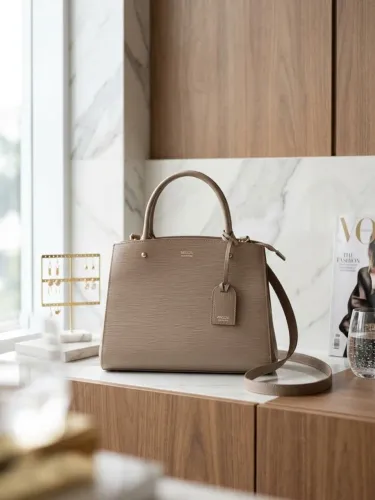 Bolsa de couro grande Arezzo nude