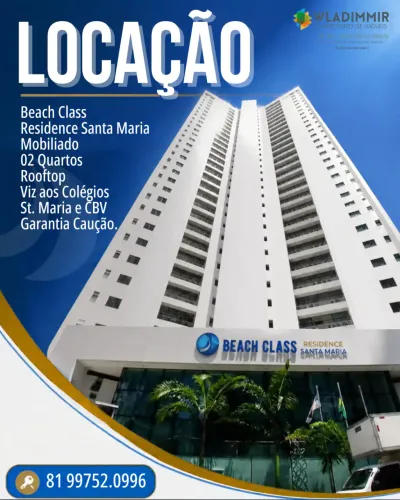 Apartamento para locação no BEACH CLASS RESIDENCE SANTA MARIA, BOA VIAGEM, Recife, PE
