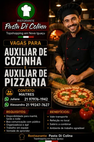 Auxiliar de Pizzaria e Auxiliar de fogão Buffet