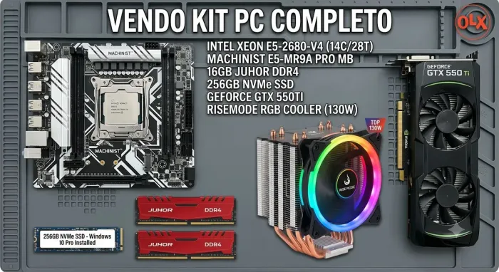 Kit Xeon E5-2680 v4 (14c/24t) + 16GB RAM + SSD 256GB + GTX 550Ti (NOVO)