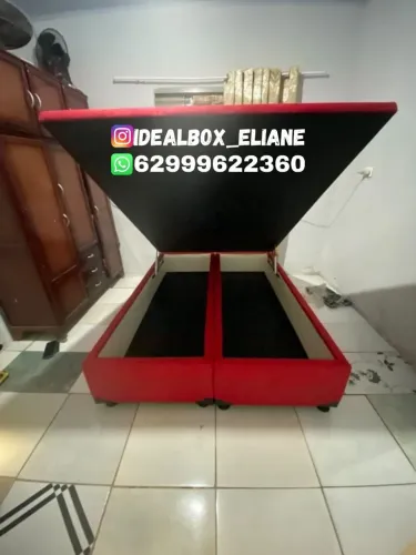 Box baú casal bipartido - Fechado na madeira