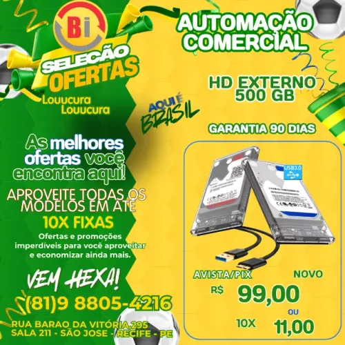 HD Externo 500GB Slim USB 3.0 Compatível com PC, Notebook, PS4, PS5, Xbox e Smart TV