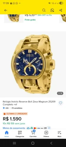 Relógio invicta zeus Bolt original 