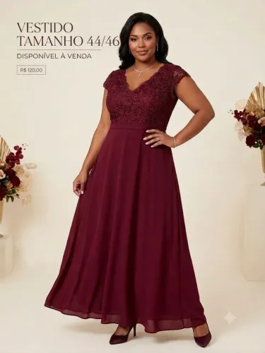 Vestido bordado vinho 44/45