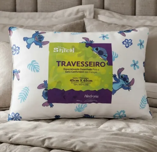Travesseiro Disney - 45cm X 65cm - Stitch Folhas -