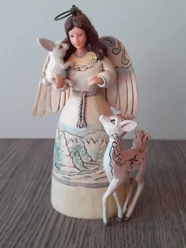 Enesco JIM SHORE 4051540 WHITE WOODLAND ANGEL HANGING ORNAMENT 2015 NIB