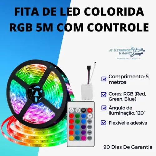 Fita LED RGB 5 metros decoração casa loja ambiente - loja física
