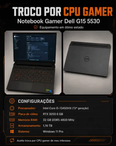 Dell G15 Troco por CPU gamer