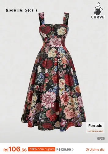 Vestido Casual de Alça Estampa Floral SHEIN 