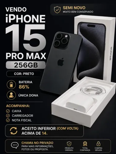 15 pro Max 256gb seminovo (aceito inferior)