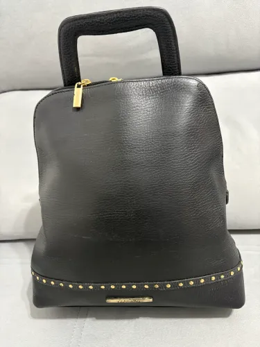 Mochila couro legítimo preta