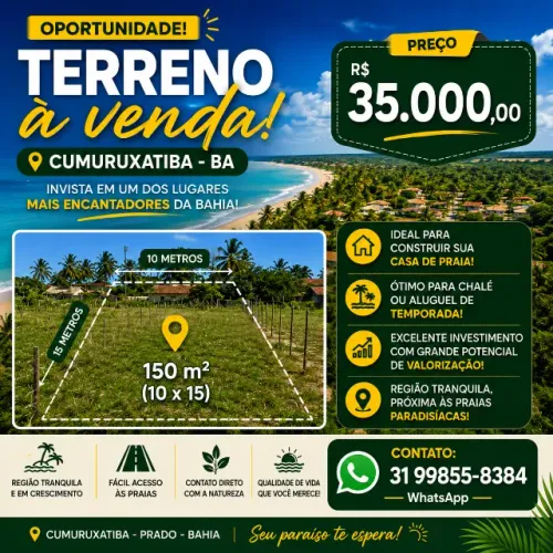 Terreno em cumuruxatiba Bahia 150 m2