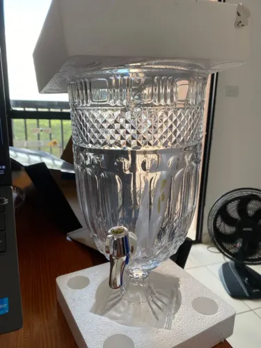 Suqueira de vidro com suporte e torneira 4,5 litros