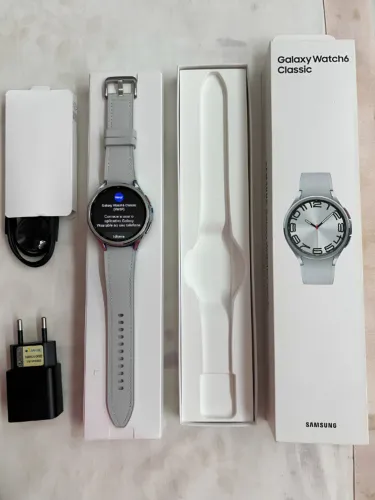 Galaxy Watch 6 Classic Prata/Branco LTE + Várias Pulseiras