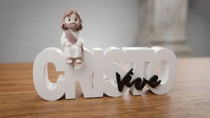 Escultura Decorativa Religiosa "Cristo Vive" | Ideal para Presente ou Decoração