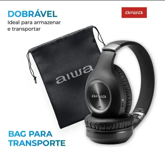 Aiwa Fone de Ouvido Headphone Bluetooth, ANC - Cancelamento de ruído, dobrável