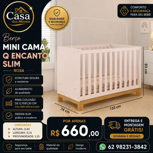 Berço mini cama Rosa