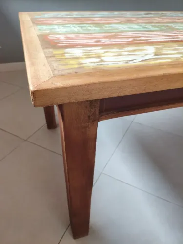 Mesa de Jantar 2,2m x 1m Madeira de Demolição com Patina