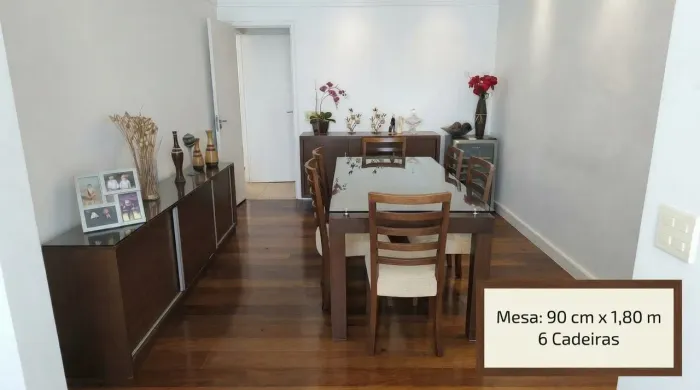 Sala de Jantar completa Líder Interiores ( mesa+cadeiras+buffet+cristaleira+aparador)