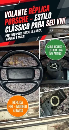 VOLANTE RÉPLICA PORSCHE - ESTILO CLÁSSICO PARA O SEU VW!