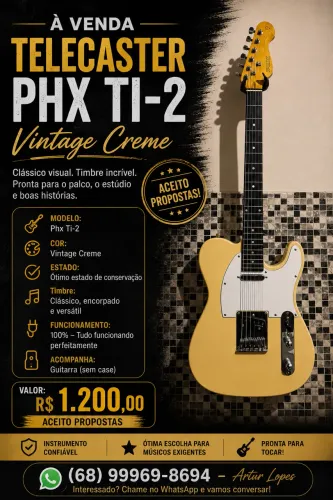 Guitarra Telecaster Phx TI-2 Vintage Creme