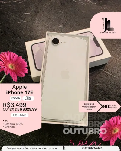 IPHONE 17E, 5G, 256GB, CHIP ESIM, BRANCO, SEMINOVO, EXCLUSIVO!!