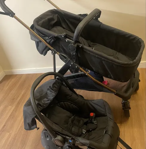 Carrinho de Bebe Infantil Passeio Moises Reversível Bebê Conforto Base Napoli Galzerano