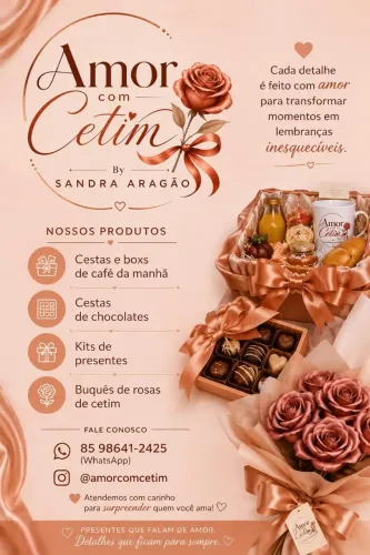 Amor com Cetim| Boxs de café da manhã, presentes e rosas de cetim