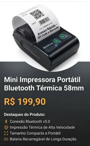 Impressora térmica 58mm bluetooth
