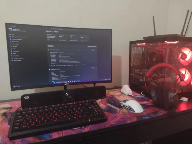 PC GAMER+tela curva+teclado magnético+mause+fone
