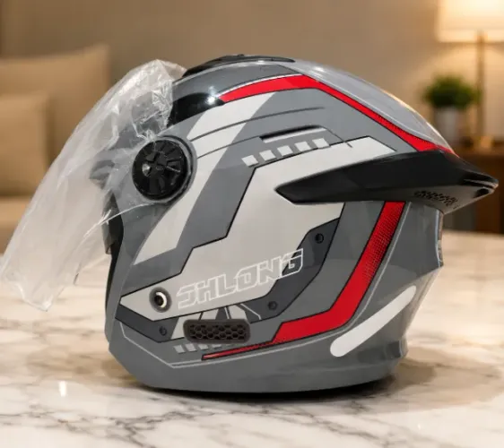 Capacete TS5 Viseira Dupla Cinza/Vermelho Novo