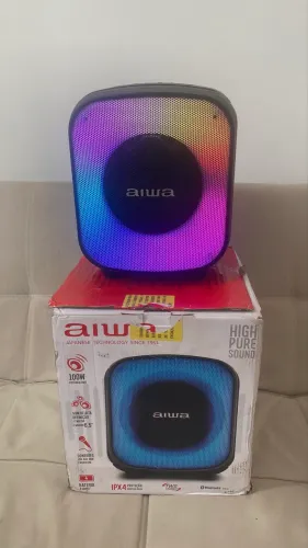 Caixa de Som AIWA PartyBox PB-07 bluetooth ótimo estado iluminação colorida aceito cartão