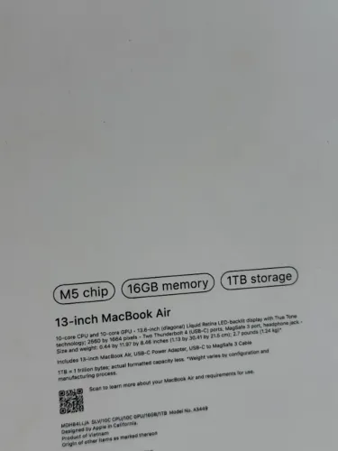 MacBook Air M5 1TB 16GB 13.6 Silver - Loja Fisica