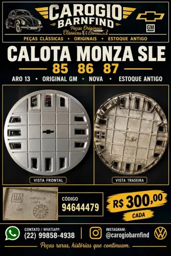 Calota Monza SLE 85 86 87 Original GM Nova Estoque Antigo