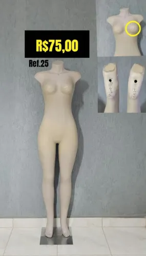 Manequim feminino com avarias
