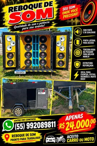 Vendo carretilha de som, completa som de qualidade, valor 24mil aceita carro e moto.