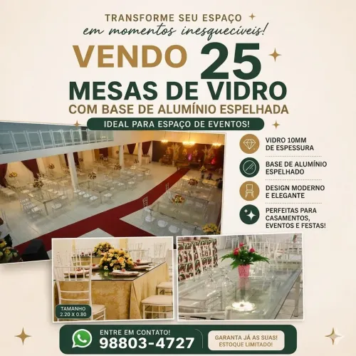 Vendo 25 Mesas de Vidro