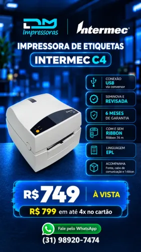 Impressora Térmica de Etiquetas Intermec C4 - 06 meses de Garantia - Instalação I