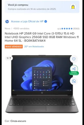 Vendo Notebook HP 256R G9 Intel Core i3-1315U 