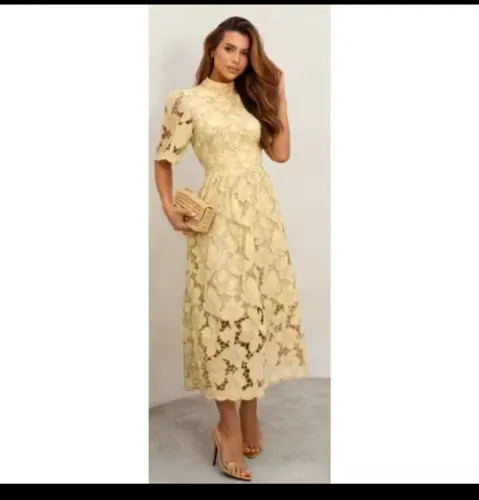 VESTIDO DE RECHELIU BORDADO MANGA PRINCESA