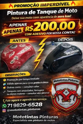 Pintura em motos corra e garanta sua vaga