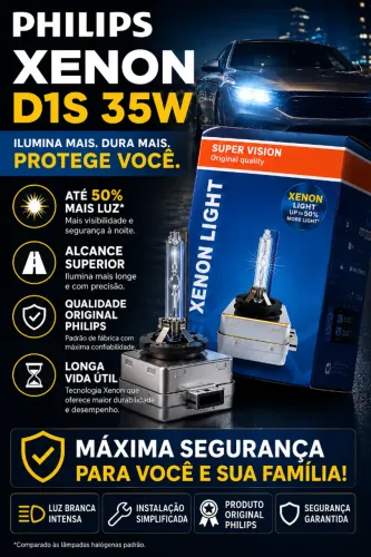 Lâmpada Xenon Philips D1S 35W Original.
