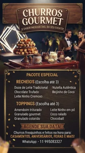 Churros Gourmet à Vontade para o seu Evento!