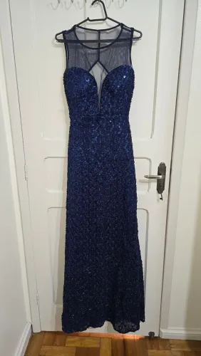 Vestido de festa longo azul-marinho