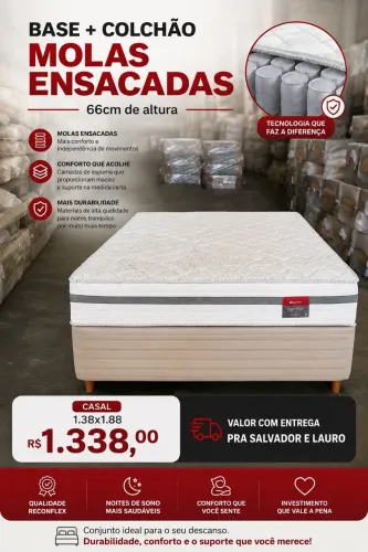 Cama de casal : molas ensacadas, cama Box